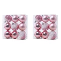 18 PCS Christmas Ball Ornaments Xmas Tree Decorations Hanging Balls for Home New Year Party Decor - 2.36Inch, Pink