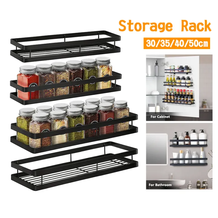 Kitchen Condiments Organizer Wallmount Free Punch Storage Shelves Rack