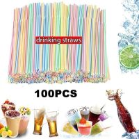 100 Pcs Portable Disposable Colored Elbow Straws / Juice Beverage Milk Tea Straws Suitable For All Kinds Of Beverages / Kitchen Utensils