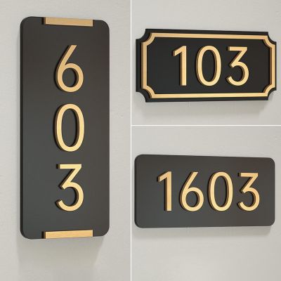 【LZ】✷✎¤  Personalised Modern House Number Outdoor Sign Acrylic 3D Door Number Plate Office Hotel Home Room Number Plaque Address Signage