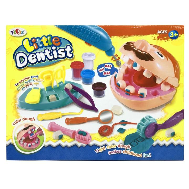 ของขวัญ-sale-thetoy-ของเล่นจำลอง-ชุดหมอฟัน-มีที่ใส่ฟัน-แป้งโด-แม่พิมพ์ฟัน-เครื่องเจาะฟัน-และอื่นๆ-ขนาด-ย-33-5xก-6xส-25-5-ซม-ของเล่นเสริมทักษะ-kids-toy
