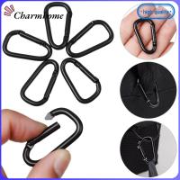 CHARMHOME 1/5/10pcs black color คุณภาพสูง อลูมิเนียมสีดำ ความปลอดภัย พวงกุญแจหัวเข็มขัด ตะขอเกี่ยวเดินป่า คาราไบเนอร์อัลลอย ปุ่มปีนเขาสีดำ