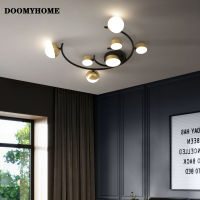 DOOMYHOME โคมระย้า Led เพดานที่ทันสมัยหรูหราสำหรับห้องนั่งเล่นห้องรับประทานอาหารห้องครัวสีดำทองโคมไฟแขวนห้องนอนอะคริลิคไฟประดับ