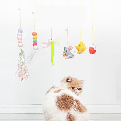 เมาส์เชือกของเล่นแมวขีดข่วน Cat รถตีนตะขาบจำลองแบบของเล่นสำหรับสัตว์เลี้ยงหดได้อุปกรณ์สัตว์เลี้ยงประเภทประตูแบบแขวนหดได้