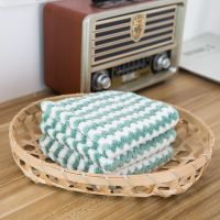 Stripe Dish Clean Towel Coral Fleece Highly Absorbent Wipe Cloths Kitchen Dish Pot Cups Cleaning Rag Scouring Pad Dish Cloth  Towels