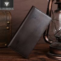 Genuine Men Leather Wallet Long Purse Bifold Designer Vintage Male Clutch Handbags purses Coin Pocket ID Card Holder Money Bag