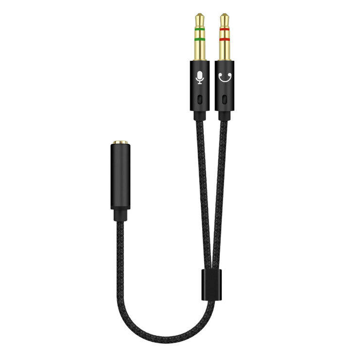 Headphone Splitter 2 in 1 High Fidelity Lossless NylonBraided Dual 3.5mm Male Microphone Audio