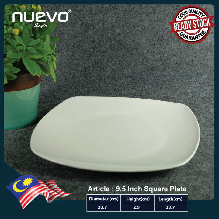 9.5 Inch white ceramic square plate白色陶瓷方形碟 Pinggan persegi seramik ...