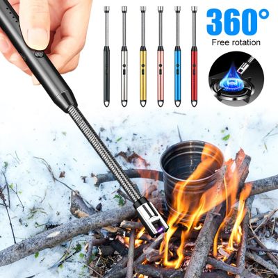 ZZOOI New 360° Outdoor Kitchen Lighter USB Rechargeable Portable Electronic Lighter Safety Lock Eco-friendly For Candles Gas Stoves