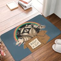 Raccoon Mammal Non-slip Doormat Adopt Forbidden Cats Bath Kitchen Mat Prayer Carpet Flannel Pattern Decor