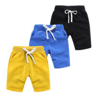 Solid Color Summer Kids Shorts Cotton Elastic Waist Cotton Fabric Toddler Knee Length Pants Children Trousers Boys Clothes