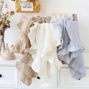 Khăn quấn vải Muslin Crinkle bông gạc Ruffle trớ cho bé vải chăn trẻ em