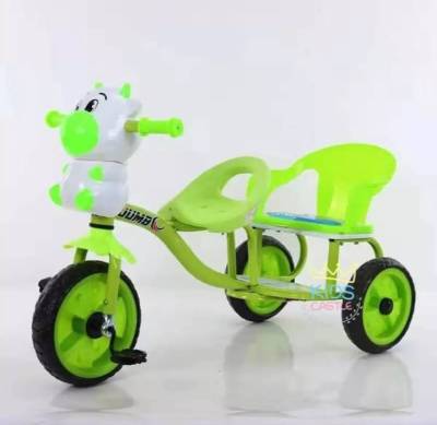 Toyswonderland รถจักรยานสามล้อหน้าวัวน้อยมีเสียงมีไฟสำหรับเด็ก มีเบาะนั่งซ้อนท้ายสองที่นั่ง
