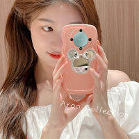 Phone Case เคส Honor X9b 5G เคสลายคลื่นแคนดี้สีสันใบใหญ่กรอบซิลิโคนนิ่มกันกระแทกพร้อมขาตั้งกระจกแต่งหน้าลายการ์ตูนน่ารัก2023