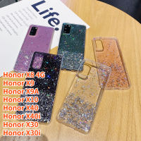 Lonee เคสกลิตเตอร์ทองฟอยล์สำหรับ Honor X9A X8 4G Honor X9 Honor X10 Honor X40i Honor X30 Honor เคสโทรศัพท์โปร่งใสนิ่ม TPU Epoxy