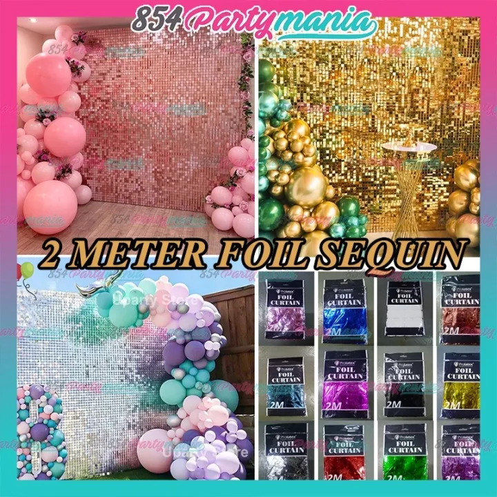 2Meters Foil Curtain Backdrops Birthday Party Decorations Sequin Wall ...