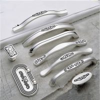 Modern Slotted Solid Zinc Alloy Handles 96mm 128mm Kitchen Cabinet Handles Cupboard Drawer Knobs Pulls Furniture Hardware