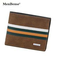 MenBense new Wallet Mens Business Pu Leather Coin Purse Large Capacity Slim Male Short Money Bag Vintage Stripe Handbag