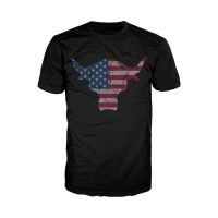 The Rock USA Bull เสื้อยืดบุรุษ (สีดำ) แบรนด์ใหม่แขนสั้นพิมพ์เสื้อยืดลำลอง Streetwear เสื้อยืด