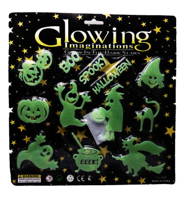 แผ่นติดผนังหรือเพดานเรืองแสงสำหรับเด็ก  ฮัลโลวีนสุขสันต์ Glow in the dark sticker for kids Halloween Hee Hee