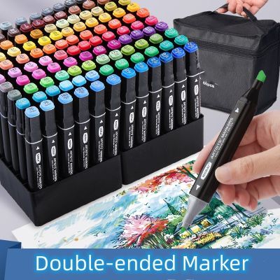 Double-ended Oil-based Markers Quadrangular-shaped Rod 30/40/60 Color Set for Drawing Outlines Laying Colors Watercolor Pen