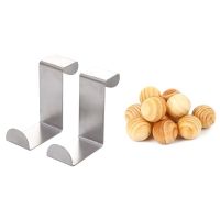 10X Natural Cedar Wood Moth Balls Lavender Camphor  amp; 2PC Back Door Hook Stainless Steel Kitchen Cabinet Clothes Hanger