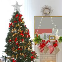 (Worry free) 2ชิ้น Christmas Topper Star Tree Topper เครื่องประดับที่สวยงาม (สีทอง)