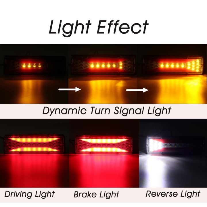 2ชิ้นรถบรรทุกไฟท้ายนำทางการเบรคเมื่อขับขี่ย้อนกลับการจราจรไฟท้ายไฟท้าย-led-กันน้ำไฟตัดหมอก-ute-atv-คาราวาน