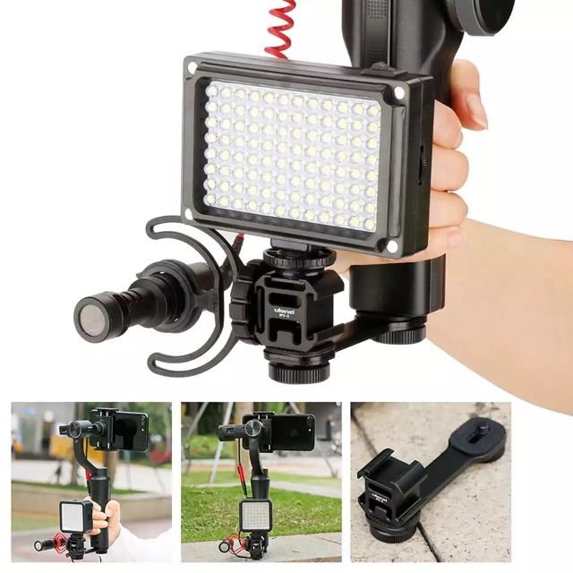 triple-hot-shoe-mount-adapter-microphone-light-extension-bar-for-zhiyun-smooth-4-osmo-pocket-gimbal-accessories