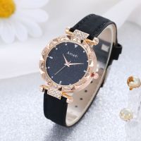 【July】 Foreign trade new female student watch Amadi brand starry sky matte leather strap two-piece gift