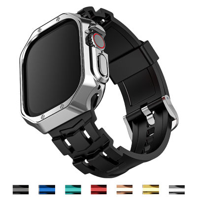 สายซิลิโคน + เคสสำหรับ Apple Watch TPU Ultra 49มม. 44มม. 40มม. 42 38มม. 45มม. 41มม. สายรัดข้อมือสำหรับ I Watch Series 8 7 6 SE 5 4 3 (ไม่รวมนาฬิกา)