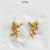 77TH-CUPID GOLD STUD ต่างหูแป้นรูปคิวปิดสีทอง