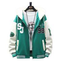 เสื้อมีฮู้ดของผู้ชายฮิปฮอป Jaket Baseball ลำลองเครื่องแบบสำหรับทุกเพศเข้ารูปพอดีเสื้อโค้ตบอมเบอร์นักเรียนวัยรุ่น2023คู่เสื้อแจ็คเก็ตบอมเบอร์