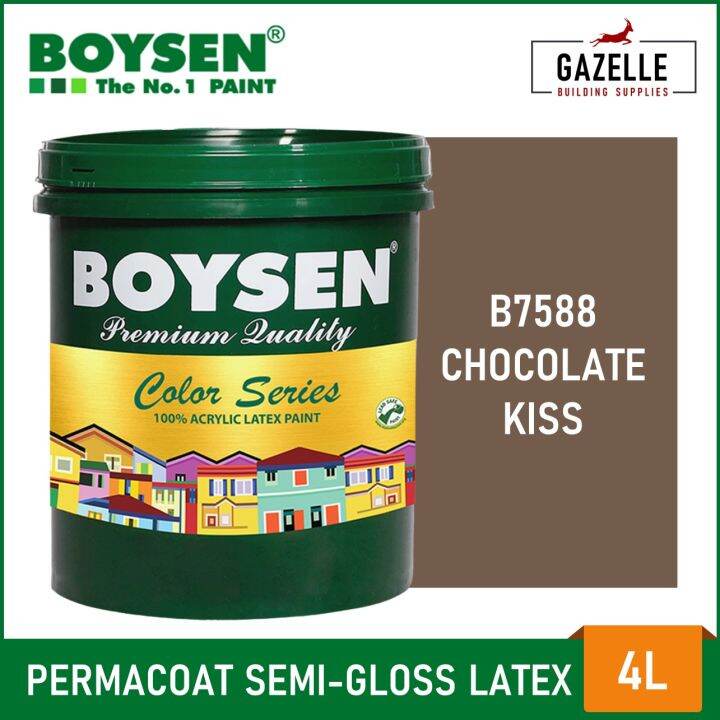 Boysen Color Series Permacoat SemiGloss Latex Chocolate Kiss B7588 Acrylic Latex Paint 1L