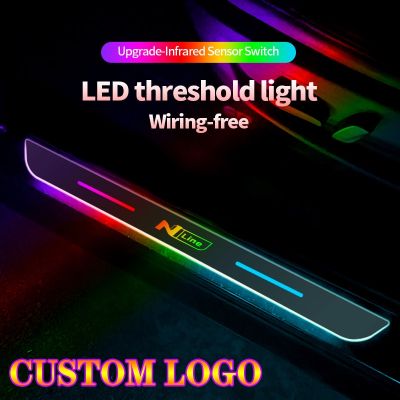 Customized Car Welcome Door illuminated Sill Light Logo Lamp LED Car Scuff Plate Pedal For HYUNDAI N Line Sonata Elantra Tucson Wall Stickers Decals