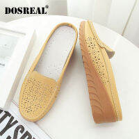 Flats Shoes Leather Soft Sole Fashion Korean Breathable Half Slippers Wedge