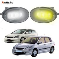 ชุดไฟตัดหมอก LED ด้านหน้าสำหรับรถยนต์เลนส์2X ไฟตัดหมอกสีขาว/สีเหลืองสำหรับ Honda Civic EP EU 3D/5D Type R 2003 2004 2005