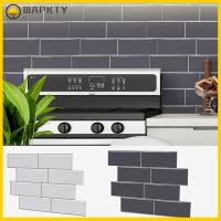 WAPKTY ตกแต่งบ้าน DIY อิฐสีเทา 3D กาวในตัว ลอกแล้วติด วอลล์เปเปอร์ รูปลอก สติกเกอร์ติดผนัง