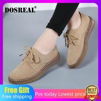 DOSREAL รองเท้าสตรีรองเท้าหนังลูกไม้ขึ้นรองเท้าเรือรองเท้า ROUND TOE Oxford Oxford สำหรับรองเท้าแตะ