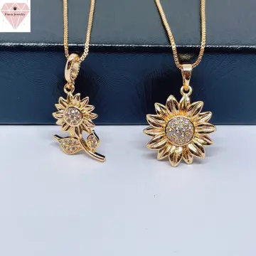Buy Sunflower Necklace for Women / Real Diamond Necklace / 14k Solid Gold  Necklace / Diamond Halo Necklace / Wedding Gift / Promise Gift Online in  India - Etsy