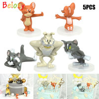 Belony 5Pcs ทอมและเจอร์รี่เค้กของประดับตกแต่งหุ่นของเล่น Figurine สำหรับวันเกิดคริสต์มาสปาร์ตี้เค้ก