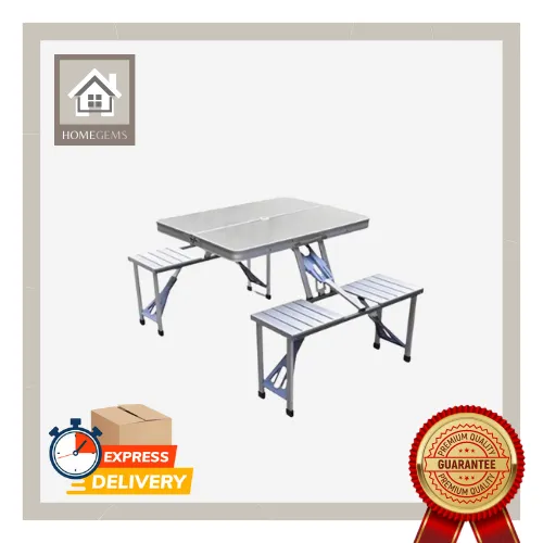HomeGems Portable Foldable Camping Picnic Table with Seats Chairs and