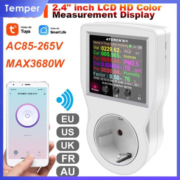 Temper Tuya WIFI Smart Plug Digital Wattmeter Power Meter 220V AC