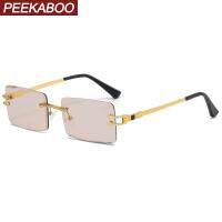 【CW】 Rimless Rectangle Sunglasses Mens Frameless Fashion Men - Gold Aliexpress