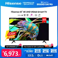 [2022 New Model] Hisense ทีวี 43 นิ้ว 4K UHD VIDAA U5 Smart TV 2.5G+5G WIFI Build in /DVB-T2 / USB2.0 / HDMI /AV รุ่น 43E6H Voice control