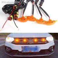 4pcs/set Car Grill Warning Signal Lamp LED Front Grill Grille DRL Lights Strobe Light Auto Accessories Parts Lamp