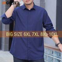 Muzin เสื้อเชิ้ตลำลองผู้ชาย,แขนยาว6XL ไซส์ใหญ่พิเศษ10XL 8XL 7XL สีดำล้วนแฟชั่นทางการเต็มตัวย้อนยุคสีขาวสีแดง