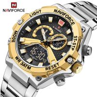 นาฬิกาข้อมือผู้ชาย Reno Masculino นาฬิกาข้อมือดิจิตอลอะนาล็อกกีฬาทหารหรูหรา NAVIFORCE ใหม่