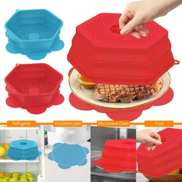 Microwave Cover Microwave Cover Foldable Microwave Lid with Hook Design  Multi-purpose Microwave Sleeve Collapsible Food Plate Cover BPA-Free &  Non-Toxic for Fruit Vegetables Kitchen Cooking 