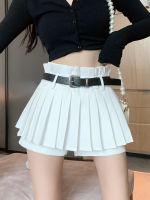 ♟✑♦ Internet celebrity high waist skirt womens summer 2023 new white short skirt pants hot girl pleated skirt all-match thin A-line skirt